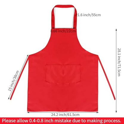 Fengek 8 Pcs Bib Apron for Unisex Colorful Kitchen Apron Bulk with 2 Roomy Pockets for Kitchen BBQ Painting Baking, Red - color: Red