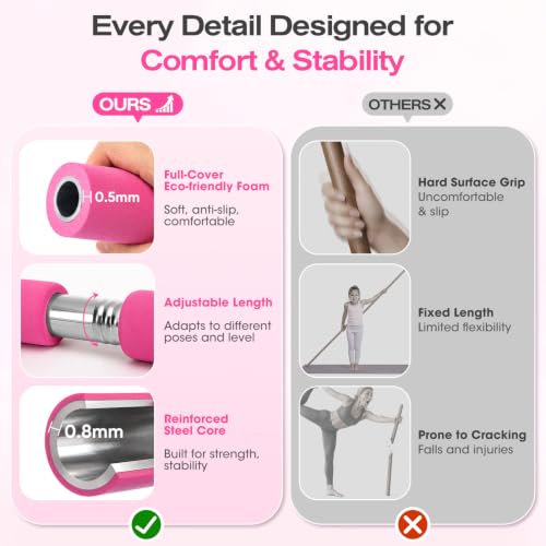 Yoga Stick, Mobility Stick for Stretching, Adjustable Exercise Stick