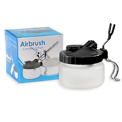 Langlengtec Airbrush Cleaning Pot Glass Jar Bottle Ideal for Air Brush Clean and Holder