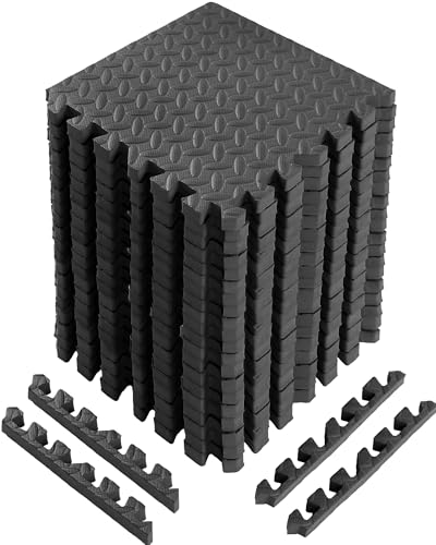 Arrowbash 12x12x1 Inch EVA Thick Interlocking Foam Floor Tiles Puzzle Exercise Mat Foam Mats for Home Gym Pets(Black,20) - color: Black, size: 20