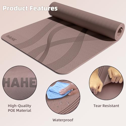 Yoga Mat High Density Exercise Mat, 76"x32"x0.27"Thick Wide & Large Yoga Mat for Women Men, Professional POE Workout Mat for Yoga, Pilates, Fitness & Stretching - color: Dark Brown