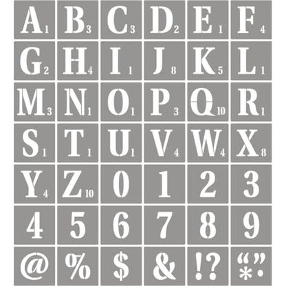 1.5 Inch Letter Stencils for Painting - 42 Pack Scrabble Alphabet Letters Numbers Templates with Signs for Painting, Reusable Scrabble Tiles Stencils for Chalkboard Wood Crafts & Wall Decor - size: 1.5 Inch