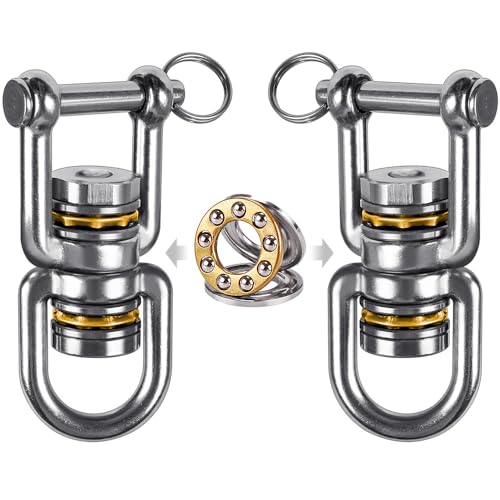 BeneLabel Heavy Duty Swing Swivel - Stainless Steel 360° Rotation Device for Web Tree Swing, Aerial Yoga, Hammock Chair - Smooth, Safe, and Durable - 770LB Capacity, 2 Pack - color: Open(2 Pack)