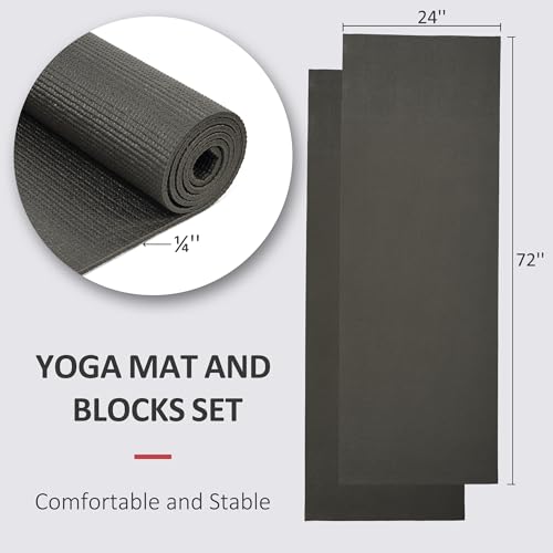 Fitvids All Purpose Thick High Density No Tear Exercise Yoga Mat with Strap & Lightweight Features for Indoor & Outdoor Use - color: Black