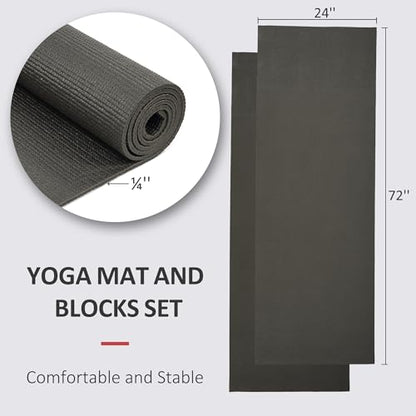 Fitvids All Purpose Thick High Density No Tear Exercise Yoga Mat with Strap & Lightweight Features for Indoor & Outdoor Use - color: Black