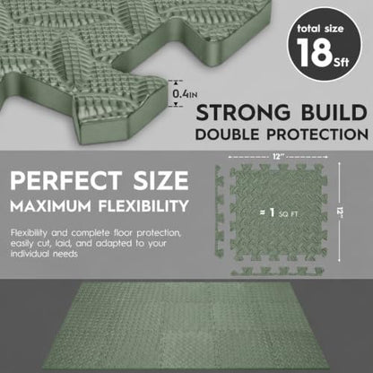 18 Pcs EVA Foam Floor Tiles, Puzzle Exercise Mat Set for Gym - color: Citrus Green