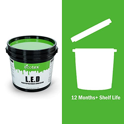 Ecotex® LED Green Pre-Sensitized Photo Emulsion - Silk Screen Emulsion, Qt | Premixed And Pre-Sensitized Photo Emulsion - No Diazo Needed, Ultra Durable, 12 Month Shelf Life, Made In The USA - Quart - size: Quart - 32 oz.