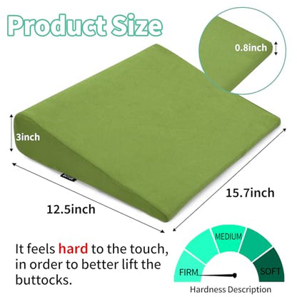 BUYUE Wedge Cushion for Butt Lift Women, Hard-Firm EVA Foam for Lift HIPS Up Fitness Training, Plank Position Mat, Non-Slip Chair Seat Pad, 15.7"x 12.5", Green - color: Green