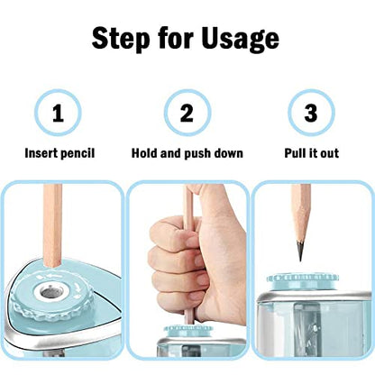 Aogwat Pencil Sharpener Electric Pencil Sharpener for Kids, Blade to Fast Sharpen, Suitable for No.2/School/Classroom/Office/Home (Blue) - color: Bule