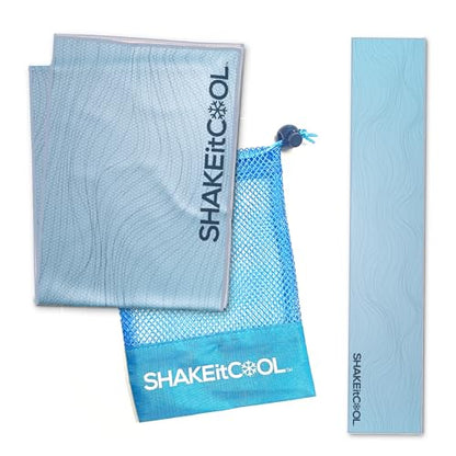 SHAKEitCOOL Original Cooling Towel – Be Cool in Style - Heat Relief, Soft, Lightweight, Sun Protection, Easy Clean - Perfect for Biking, Running, Yoga, Gym, Gardening - Blue Wave - color: Blue Wave