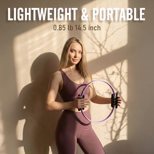 JKSHMYT Pilates Ring, 14.5 inch Magic Circle Pilates Equipment | 30 lb Resistance Home Pilates Ring, Durable Foam Padded Handles, Essentials Pilates Equipment for Beginners and Women - color: Purple, size: Pilates Kit