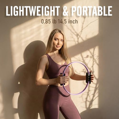 JKSHMYT Pilates Ring, 14.5 inch Magic Circle Pilates Equipment | 30 lb Resistance Home Pilates Ring, Durable Foam Padded Handles, Essentials Pilates Equipment for Beginners and Women - color: Purple, size: Pilates Kit