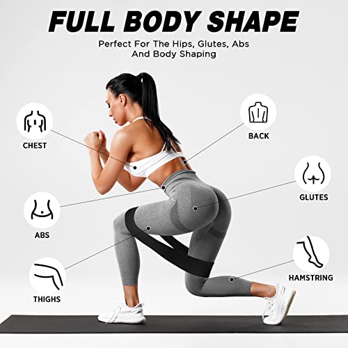 12 Pcs Fabric Resistance Bands for Working Out Non-Slip Booty Exercise Loop Bands for Women Men Glutes Hip Thigh Butt Yoga Pilates Fitness Gym, Light Medium Heavy - color: Black, style: Heavy Resistance