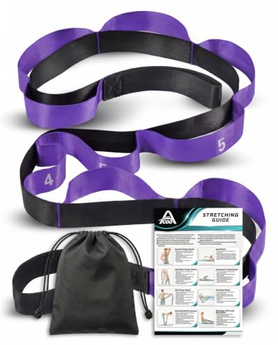 Acozycoo Stretching Strap with Loops for Physical Therapy,Knee,Calf,Back - color: Purple, size: Length: 86 Inch, Width: 1.5 Inch