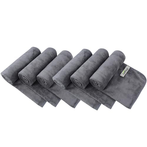 KinHwa 남성용 체육관 타월, 빠른 건조 극세사 스웨트 타월, 6팩 그레이 - color: 회색., size: 16inchx31inch 6 Pack