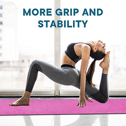 Yoga Towels, Non Slip Hot Yoga Mat Towel with Grip Dots,Super-Absorbent Soft Microfiber Yoga Blanket for Pilates, Fitness and Workout 72inch x 24inch - color: Hot Pink