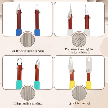 Pottery Carving Tool Set, Stainless Steel Clay Sculpting Tools with 4 Durable Spare Cutting Heads, Ideal for Ceramic Trimming, Sgraffito and Mishima Art Craft