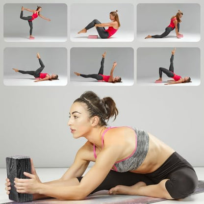 2-Pack Yoga Blocks, High-Density 9"x6"x3" Yoga Brick Foam Blocks Non-Slip EVA Foam Block Yoga Props Accessories for Yoga Pilates Stretching and Meditation - color: Camo Black