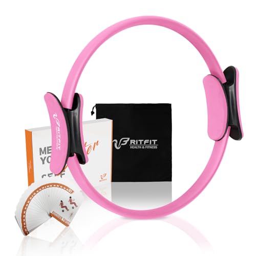 RitFit Pilates Ring 14 Inch Magic Fitness Circle for Inner Thigh Toning | Bonus Workout Guide & Storage Bag Included, Lightweight & Portable, Pilates Yoga Full Body Toning - style: Pink