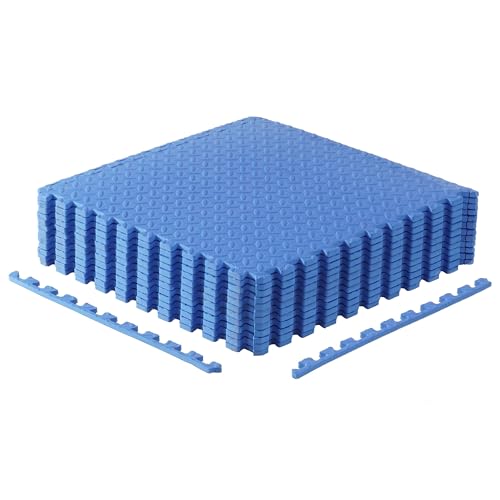CAP Puzzle Exercise Mats | 1/2” Thick EVA Interlocking Foam Tiles for Home Gym Flooring | Multiple Options - color: Diamond - Blue, style: 12 Tiles (48 SQ FT)
