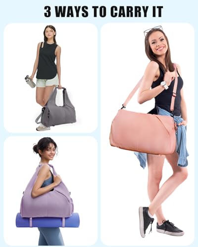 RHDZO Gym Bag for Women with Shoe and Wet Compartments, Yoga Mat Holder - color: Dark Gray