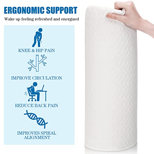 Maitys 3 Pcs Half Moon Bolster Pillow for Legs Memory Foam Leg Pillows for Sleeping Knee Neck Lumbar Support Back and Head Semi Roll for Ankle, Foot Comfort, Pregnant, Recovery, Washable Cover