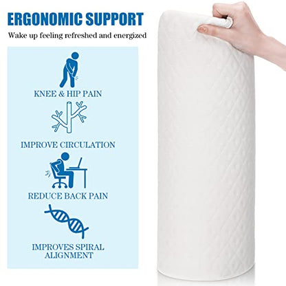 Maitys 3 Pcs Half Moon Bolster Pillow for Legs Memory Foam Leg Pillows for Sleeping Knee Neck Lumbar Support Back and Head Semi Roll for Ankle, Foot Comfort, Pregnant, Recovery, Washable Cover