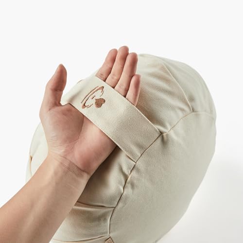 Myga Zafu Yoga Meditation Cushion with Washable Cover - Floor Cushion Pillow with Natural Buckwheat Filling - Soft Round Cotton Design for Meditating or Pranayama Exercises - color: Cream