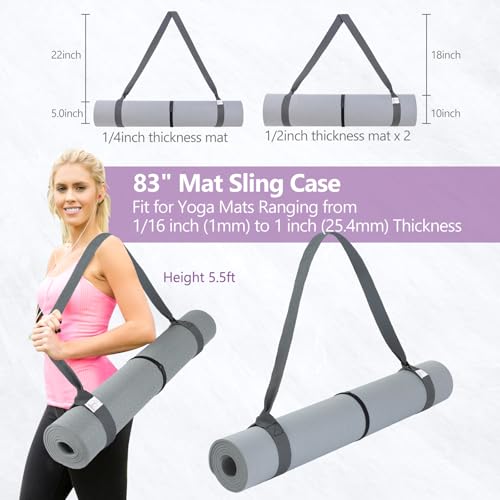 Yoga Mat Strap Carrier with Storage – Adjustable Velcro Tie Straps for Easy Carrying & Secure Holding – Universal Fit for All Mats (Classical Grey)