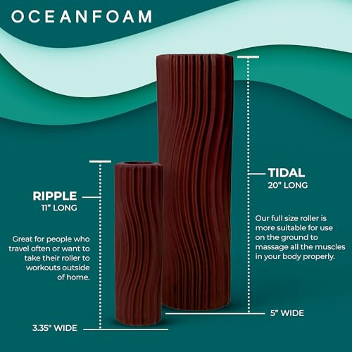 Oceanfoam Tidal Roller - Maroon - Muscle Massage Foam Roller for Back Pain & Stretching - Firm and Ergonomic Wide Wave Textured - Yoga, Athletics, & Wellness - Full Size, 20" x 5" - color: Maroon