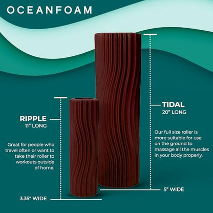 Oceanfoam Tidal Roller - Maroon - Muscle Massage Foam Roller for Back Pain & Stretching - Firm and Ergonomic Wide Wave Textured - Yoga, Athletics, & Wellness - Full Size, 20" x 5" - color: Maroon