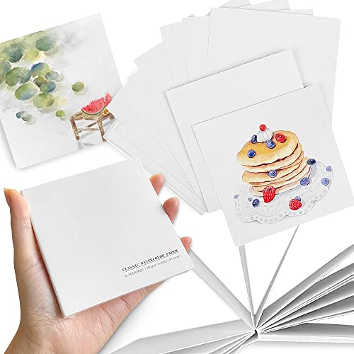 Watercolor Paper Sketchbook,3.9x3.9 Inch 20Sheets Mini Mixed Media Notebook | 140lb/300gsmTearable Artist Paper,Small Travel Drawing Journal for Adults,Painting,Watercolors,Art Supplies,White - color: 1-3.9x3.9 inch-300gsm-white