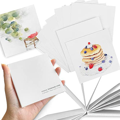 Watercolor Paper Sketchbook,3.9x3.9 Inch 20Sheets Mini Mixed Media Notebook | 140lb/300gsmTearable Artist Paper,Small Travel Drawing Journal for Adults,Painting,Watercolors,Art Supplies,White - color: 1-3.9x3.9 inch-300gsm-white