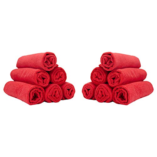 Arkwright Microfiber Gym Towel - (Pack of 12) Soft Lightweight Quick Dry Hotel Quality Hand Towels, Sweat Absorbent, Perfect for Workout, Yoga, Spa, Bathroom, 15 x 24 in, Red - color: Red, size: 15 x 24 in. (Pack of 12)