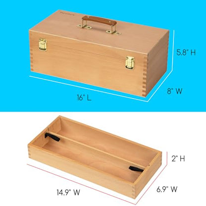 MEEDEN Sturdy Wood Tool Box: Beechwood Portable Art Supply Organizer - Large Artist Storage Box - size: Large