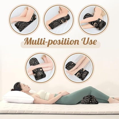 Knee Pillow for Back Sleeping – Half Moon Bolster Pillow for Under Knee While Sleeping Support, Leg & Back Pain Relief (21.5x9x5 Inches) - color: Black Gold
