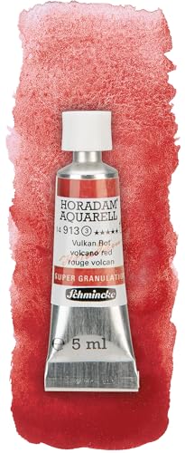 Schmincke - HORADAM® AQUARELL, Super Granulation, 14 913 001 Volcano Red, 5 ml tube, very strong granulating colors, finest, super granulating watercolors - color: 913 volcan red