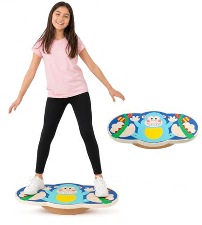 Wooden Balance Board Toy for Kids, Monkey Theme Balancing Game, Montessori Educational Toy, Active Play & Exercise