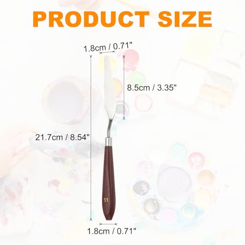 HARFINGTON 5pcs Palette Knife Painting Tool 3.35" x 0.71" Stainless Steel Art Spatula Pallet Knives Scrapers Tools with Plastic Handle for Acrylic Oil Canvas Mixing Spreading, Red/Silver - size: 3.35" x 0.71"