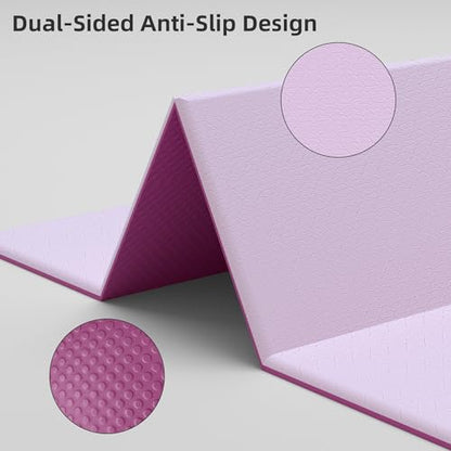 HAHE 7-Fold Design Extra Thick Yoga Mat 72"L x 24"W x 0.47", TPE - color: Deep Pink & Light Pink