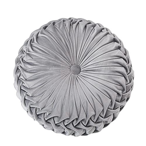Baiyuruodie Round Velvet Pillow, Sofa Bed Bedroom Decorative Throw Pillow (38cm, Grey) - color: Grey, size: 1 Count (Pack of 1)