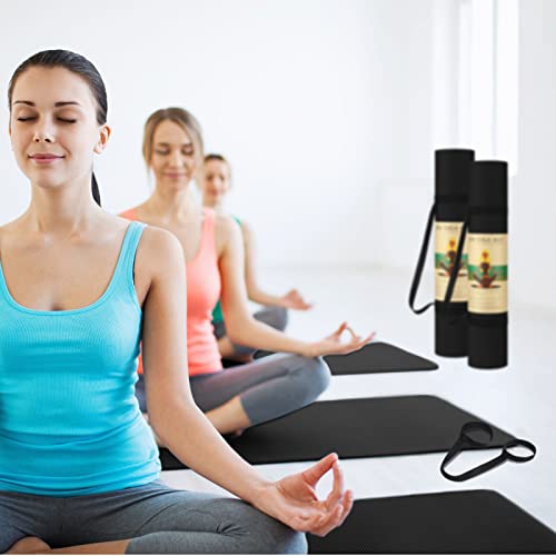 Hoolerry 36 Pieces Yoga Mats Sets Includes 12 Pcs Yoga Mats Bulk 68” x 24” x 6mm Thick Exercise Mat Non Slip 12 Resistance Bands 12 Carrying Straps for Women Girls for Gym Pilates - color: Black