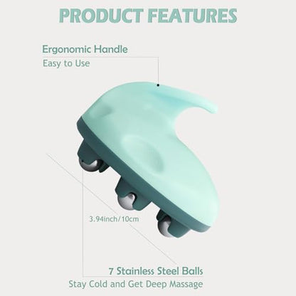 셀룰라이트 리무버 바디 스컬프팅용 림프 마사지 롤러 - 바디 팽만감, 혈액 순환을 위한 휴대용 셀룰라이트 마사지 도구, 림프 배수, 그린 - size: Steel Roller-green