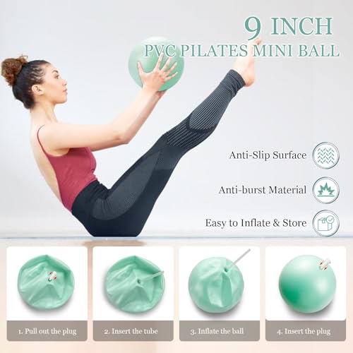 HIMESPORNER Pilates Kit with Resistance Bands, Pilates Ring Ball, Dumbbells