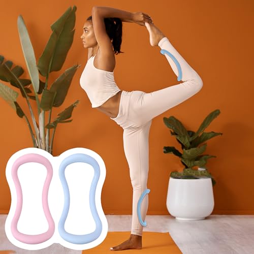 Set of 2 Yoga Rings for Leg, Calves, Calf Pilates, Fitness Circle Equipment for Women, Resistance Stretch Circles Tool with Massage Points, Home Exercise Workout Training Support Sport