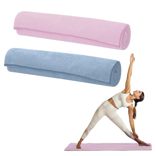 Gaiam Yoga Mat Towel, Non-Slip Microfiber (Grey) - color: Lilac Lace/Skyway 2pk