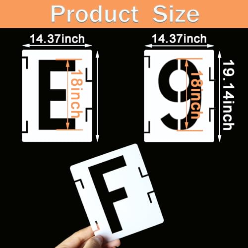 YEAJON 18 Inch Letter Stencils Symbol Numbers Craft Stencils, 42 Pcs Reusable Alphabet Templates Interlocking Stencil Kit for Painting on Wood, Wall, Fabric, Rock, Sign, DIY Art Projects - size: 18 inch