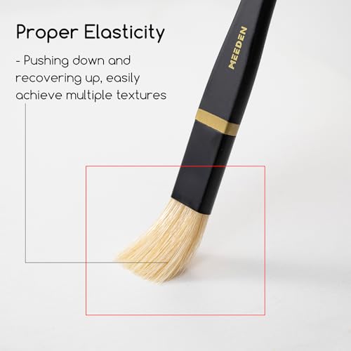 MEEDEN Oil Paint Brush Set: 10 Pcs Hog Bristle Paint Brushes with Wood Long Handle - Artist Paint Brush Set for Adults Beginners - Perfect for Oil Acrylic Canvas Painting