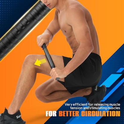 Muscle Roller Stick,17" Massage Roller for Muscle Deep Tissue Massage Black - color: Black