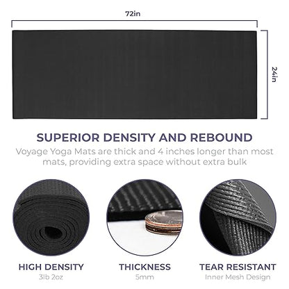 Voyage 5mm Studio Yoga Mats, 4 Pack, 72x24in - color: Black